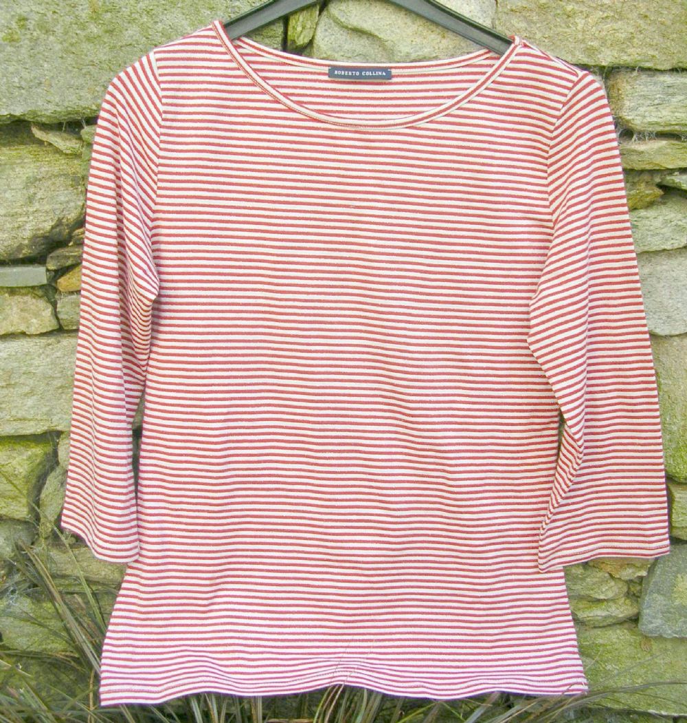 maglietta righe bianche e rosse
